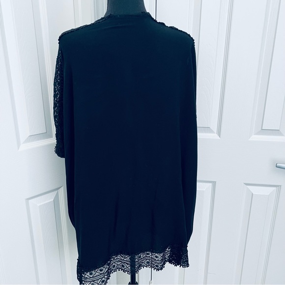 Black Open Front Lightweight Cardigan Tatted Lace Top Size XL - Picture 7 of 7